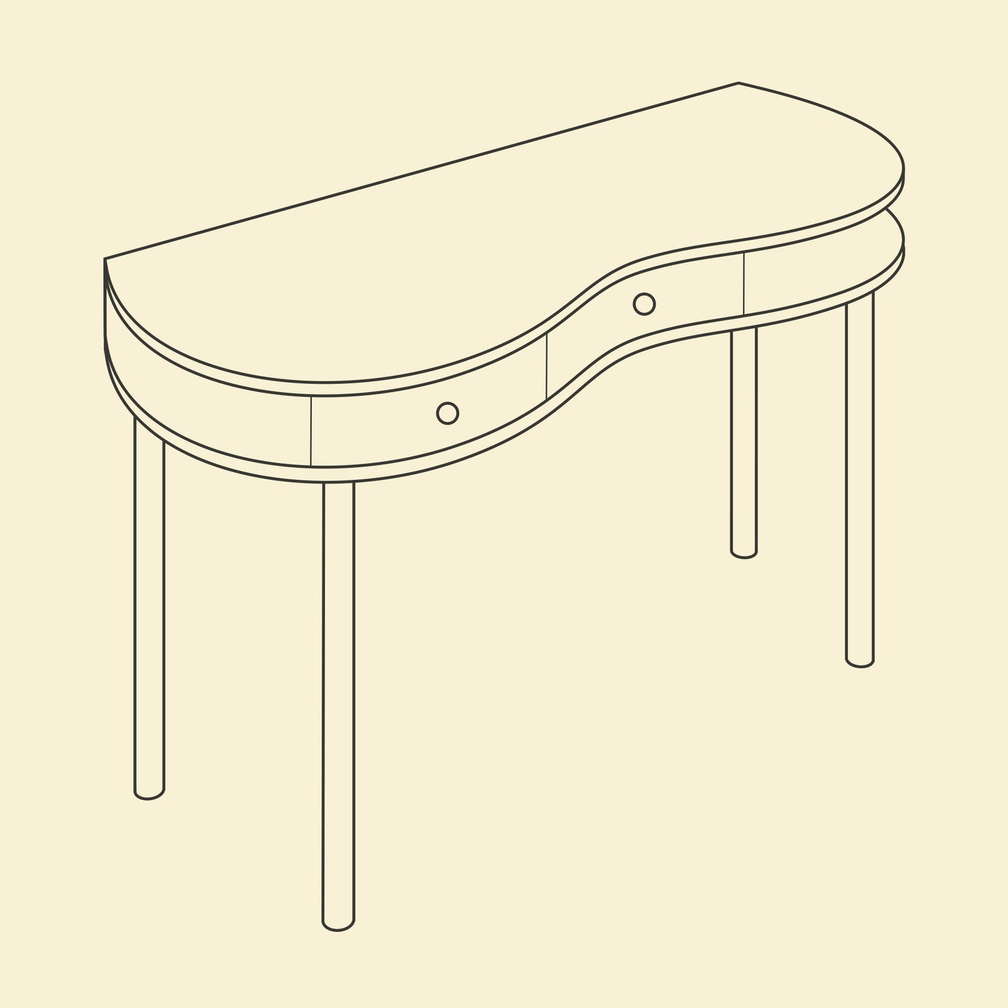 Waves desk with drawers